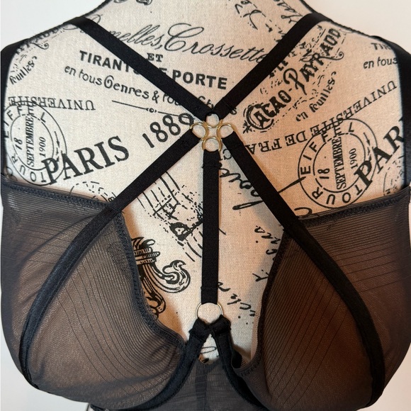 Adore Me Black Mesh Strappy Bra 38 DD - Picture 2 of 7